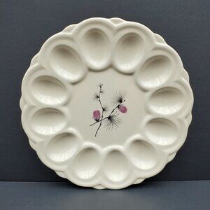 Canonsburg Pottery Allegheny Ware Wild Clover Deviled Egg Plate Egg Serving Dish